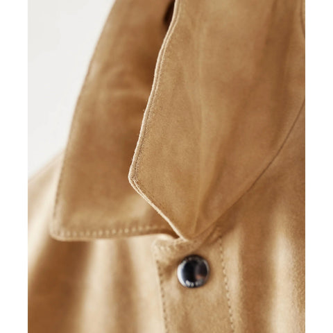 Brown suede bomber jacket for men with zip closure
