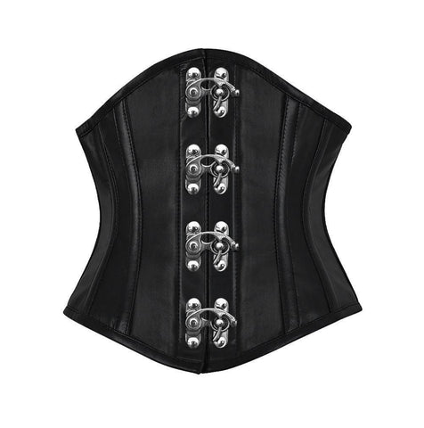 • leather underbust corset front view
