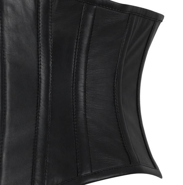 • waist training leather corset side angle
