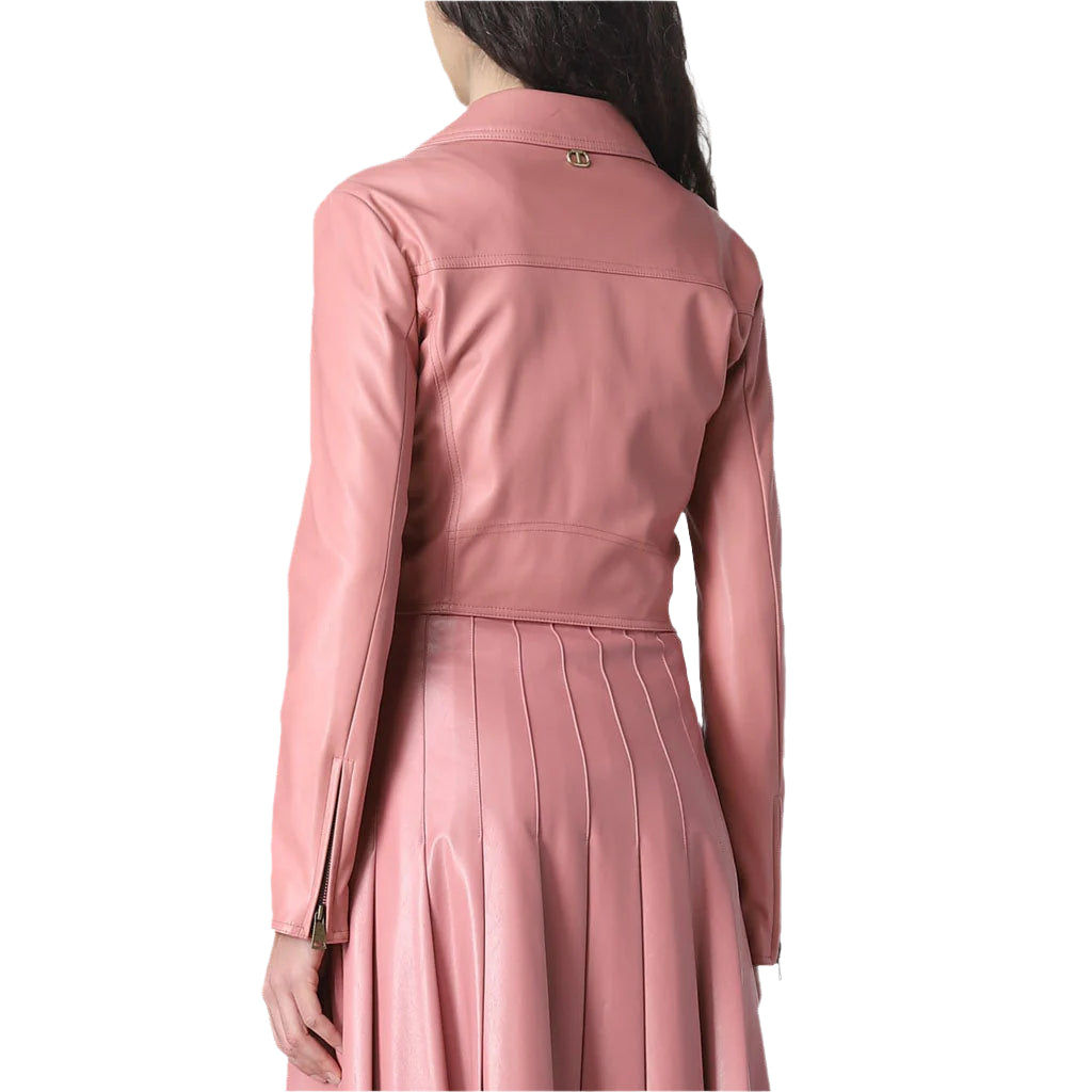 Chic Pink Minimalist Leather Jacket - Patel Collection - AMSEL LEATHERS