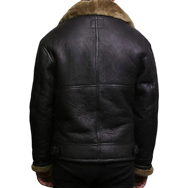 Classic aviator shearling jacket with thick fur lining