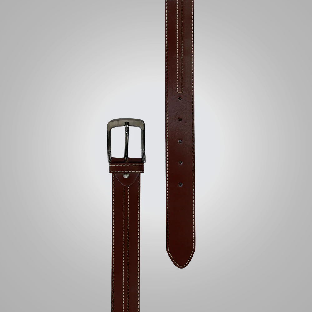 Classic brown leather belt for jeans and trousers
