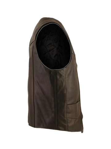 Classic brown leather motorcycle vest
