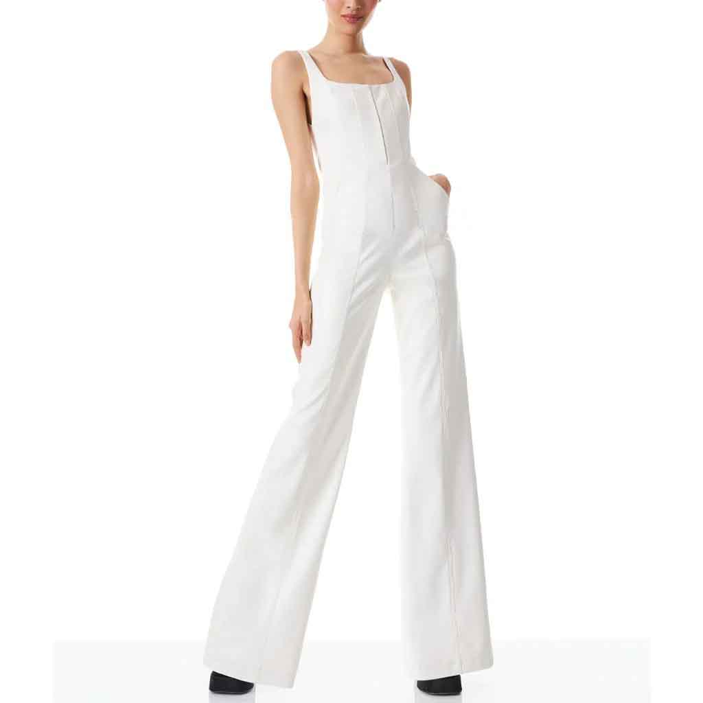 Classy White Leather Jumpsuit for Women - AMSEL LEATHERS