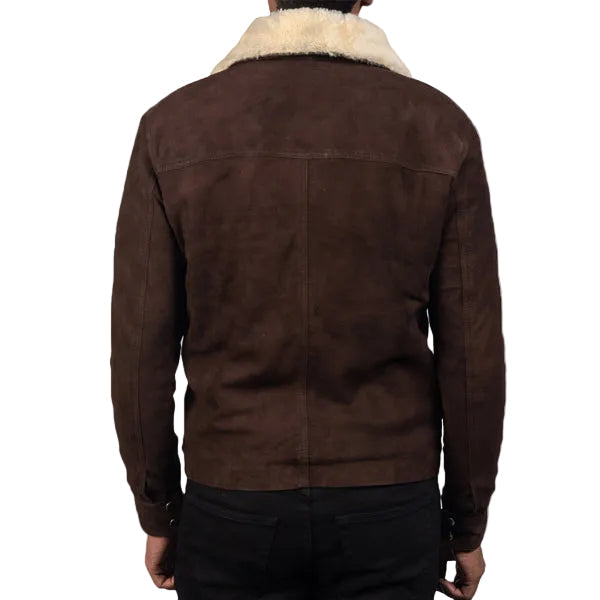 • suede leather jacket fur collar detail
