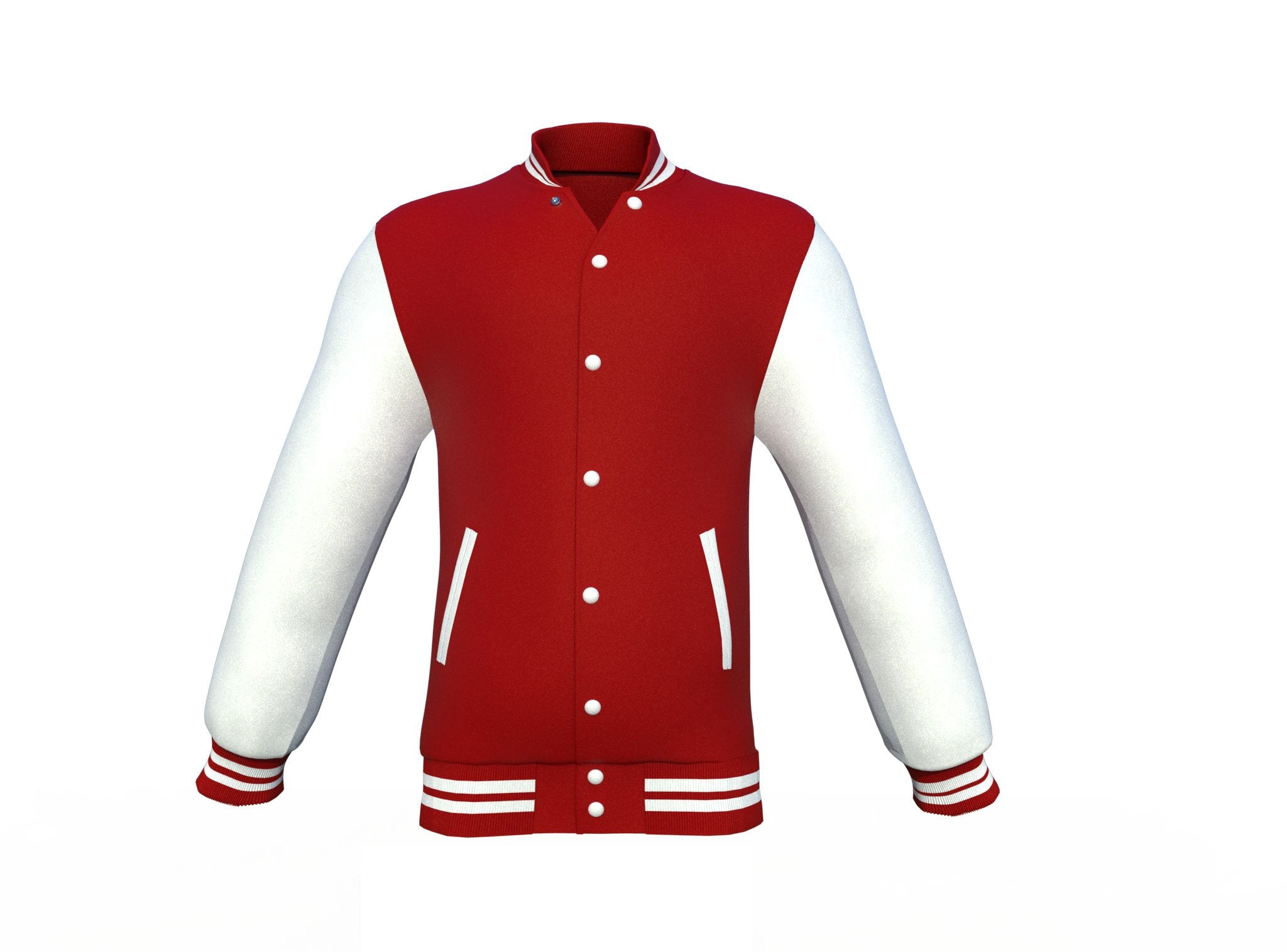white varsity letterman jacket with leather sleeves leif detail close up image 13