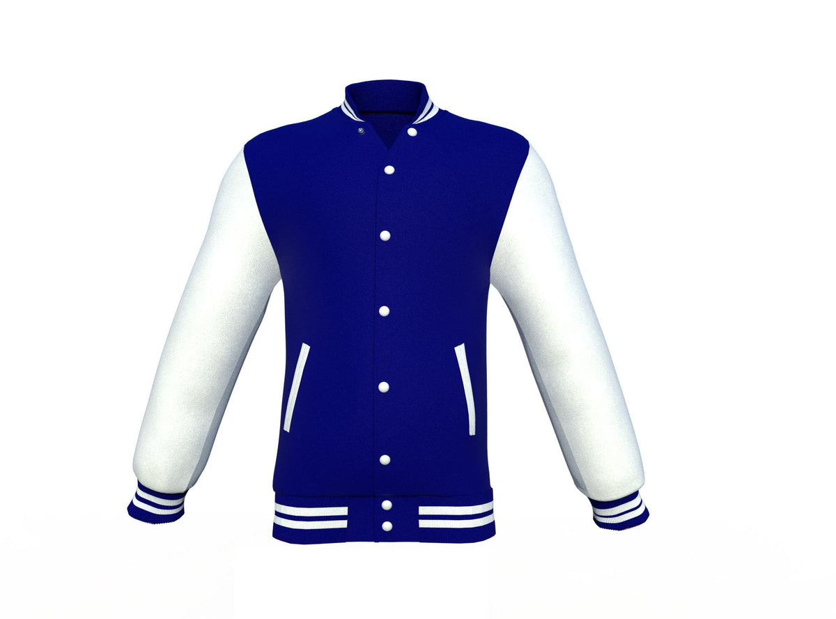 white varsity letterman jacket with leather sleeves henrik detail close up image 13