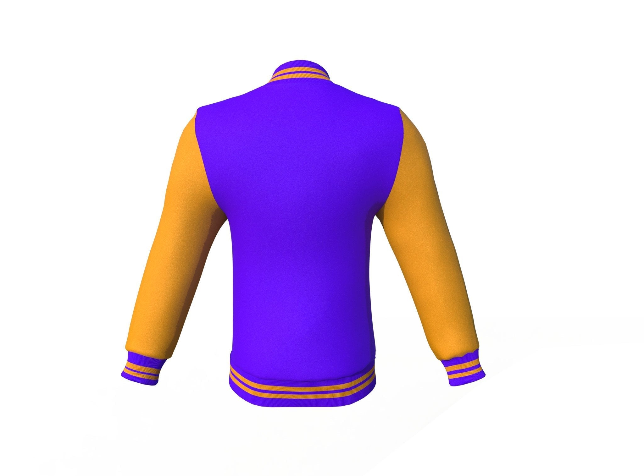 purple varsity letterman jacket with leather sleeves cassian texture detail