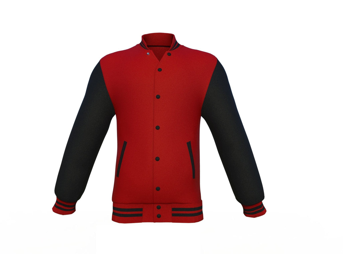 black varsity letterman jacket with leather sleeves lennox detail close up image 13