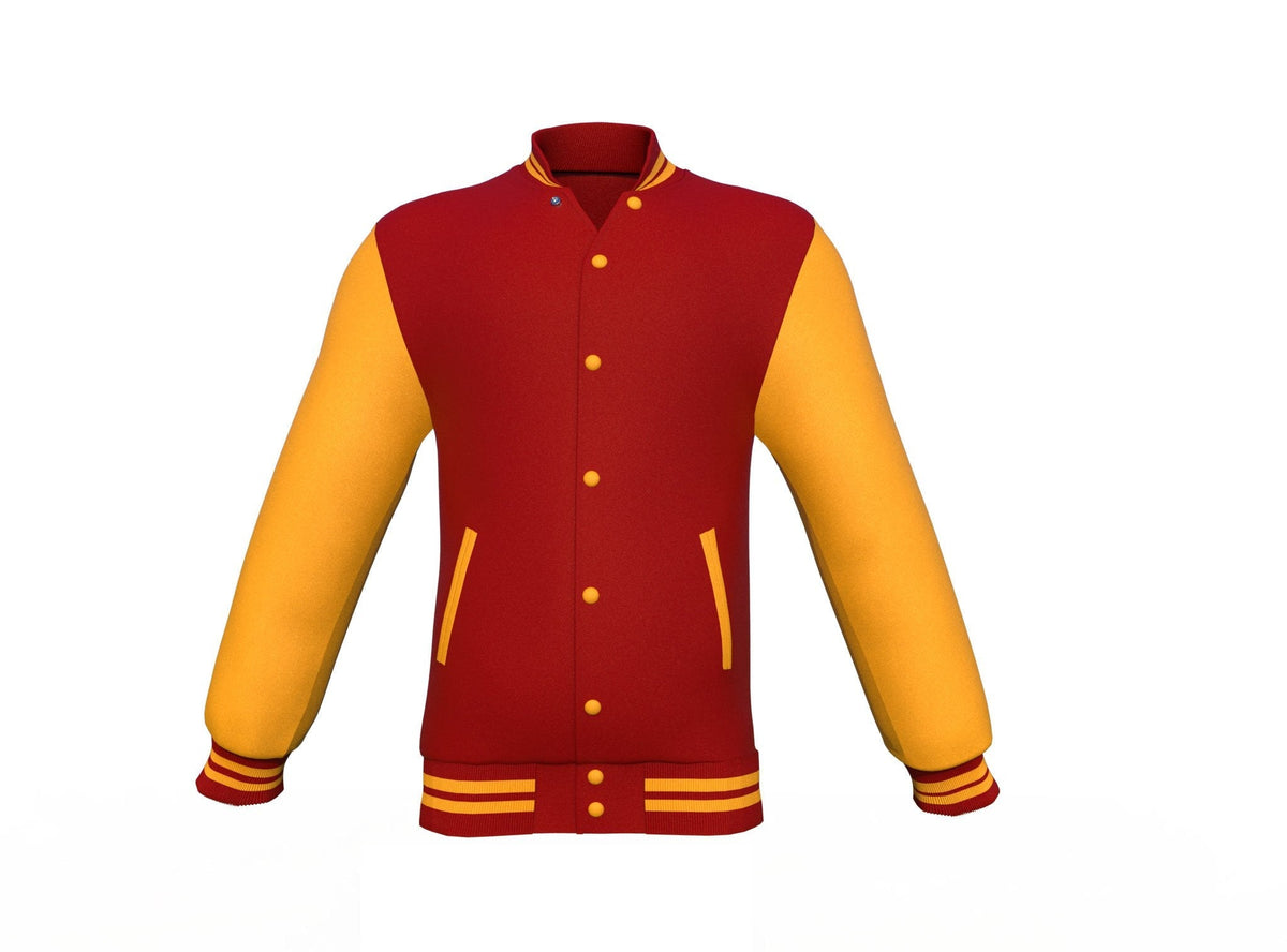 maroon varsity letterman jacket with leather sleeves armand detail close up image 13