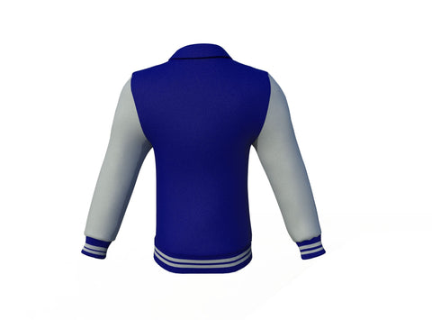 grey varsity letterman jacket with leather sleeves lucien styling view