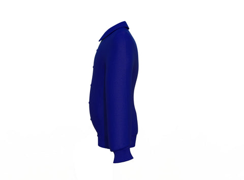 navy varsity letterman jacket with leather sleeves marek front view image 10