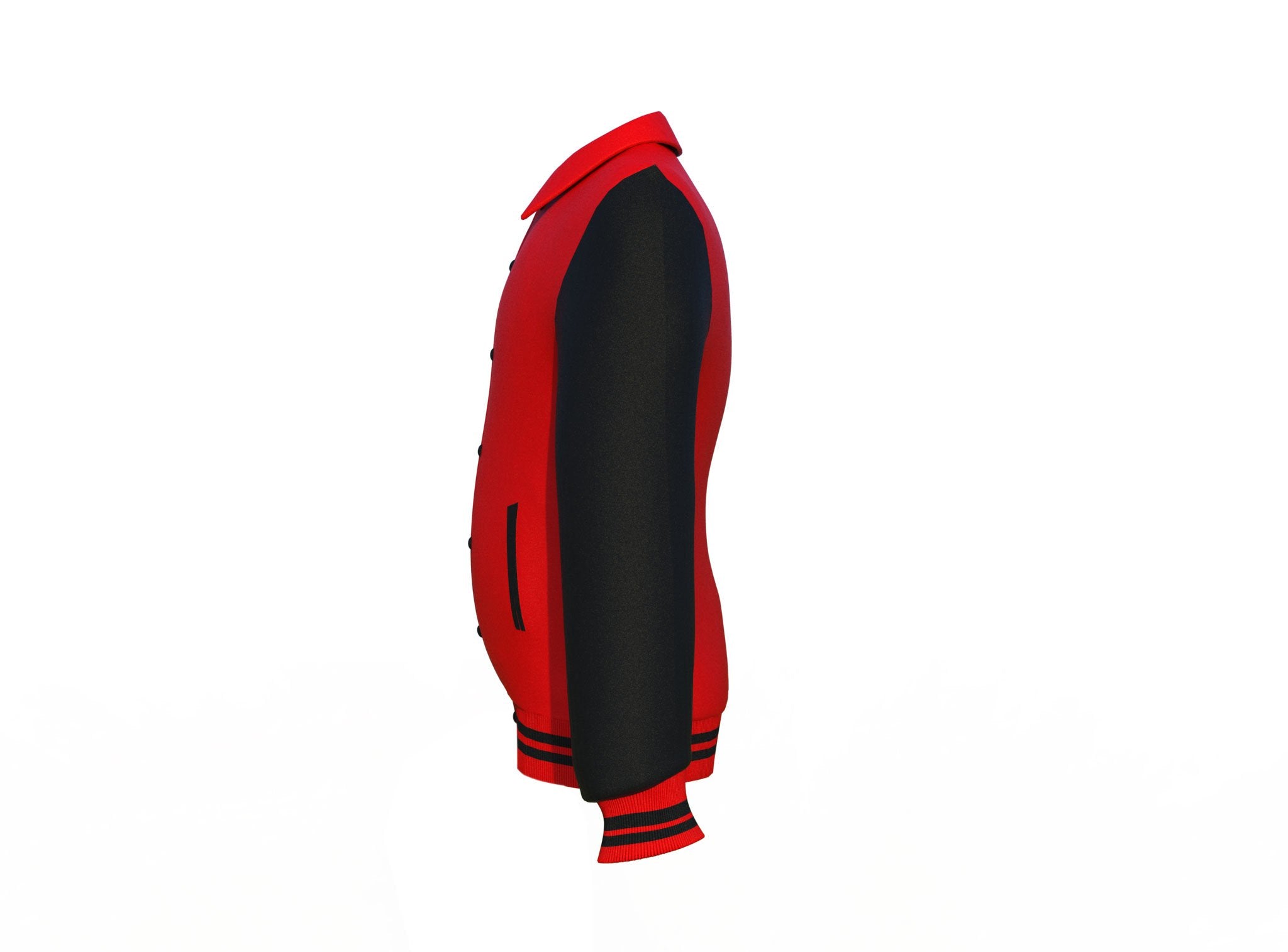 black varsity letterman jacket with leather sleeves dorian front view image 10