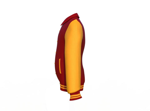 maroon varsity letterman jacket with leather sleeves armand front view image 10