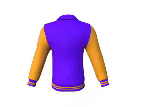 purple varsity letterman jacket with leather sleeves cassian styling view