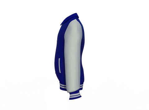 grey varsity letterman jacket with leather sleeves lucien front view image 10