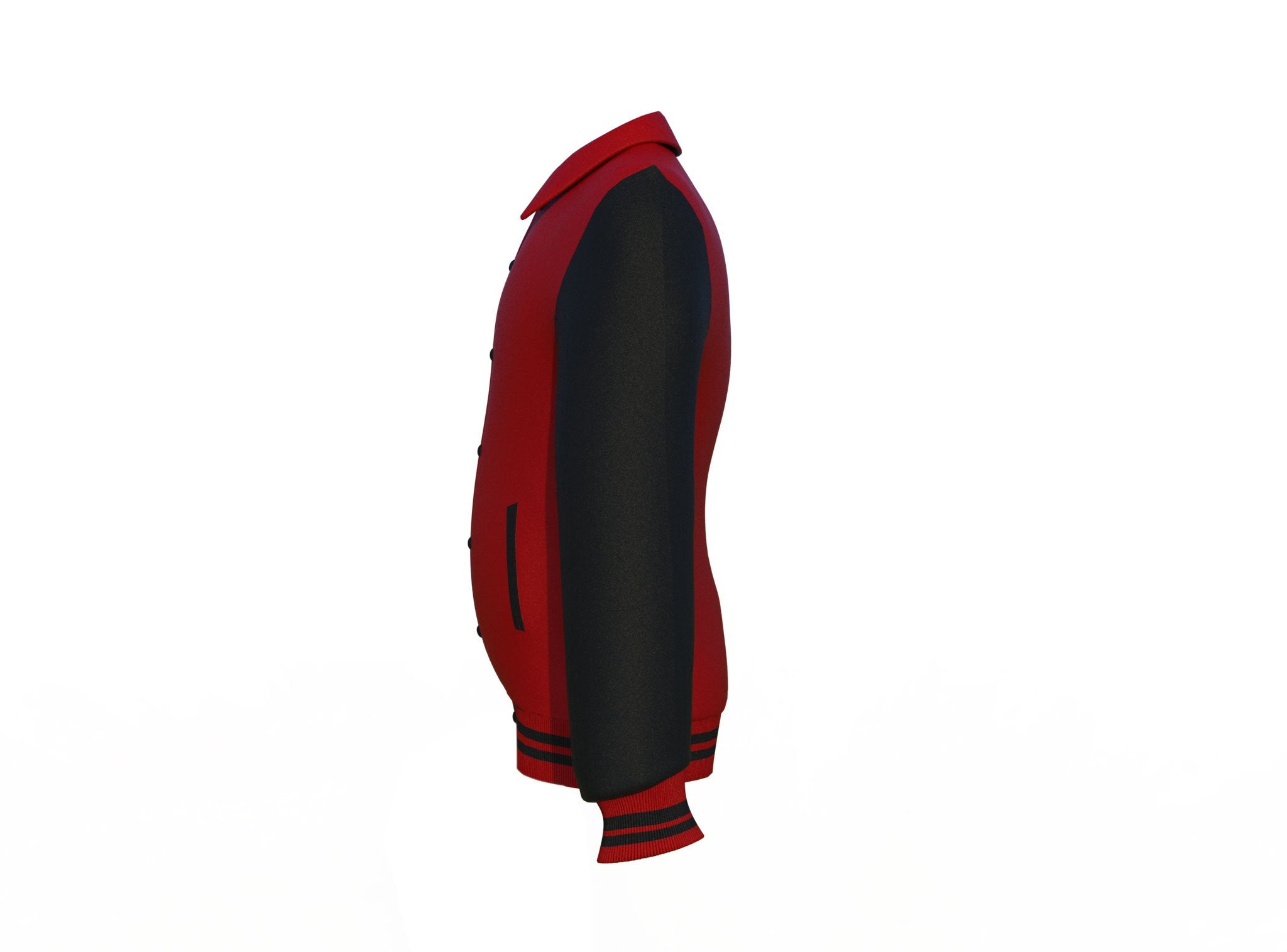 black varsity letterman jacket with leather sleeves lennox front view image 10