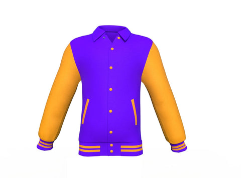 purple varsity letterman jacket with leather sleeves cassian texture detail image 14