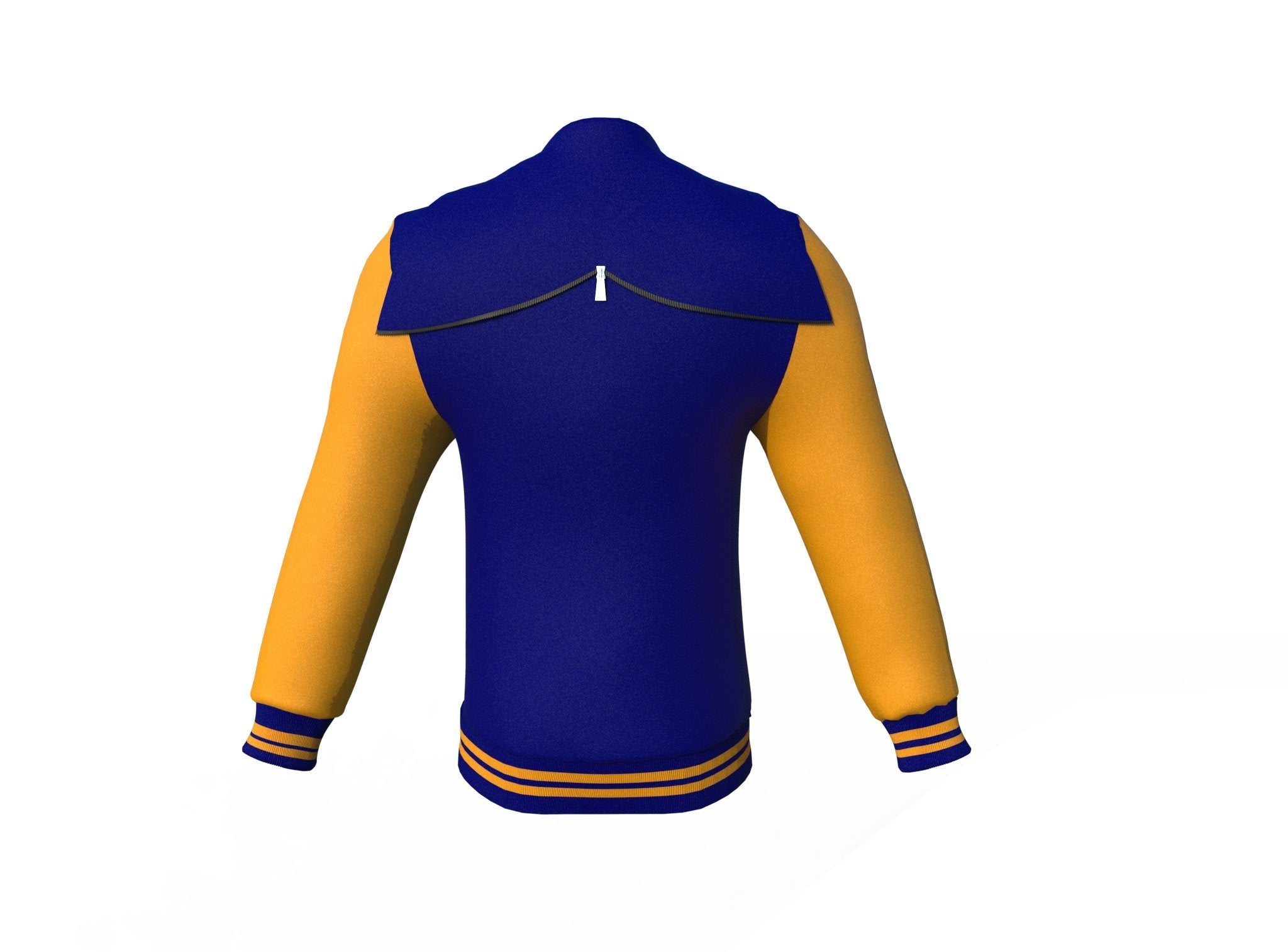 navy varsity letterman jacket with leather sleeves conrad pocket detail