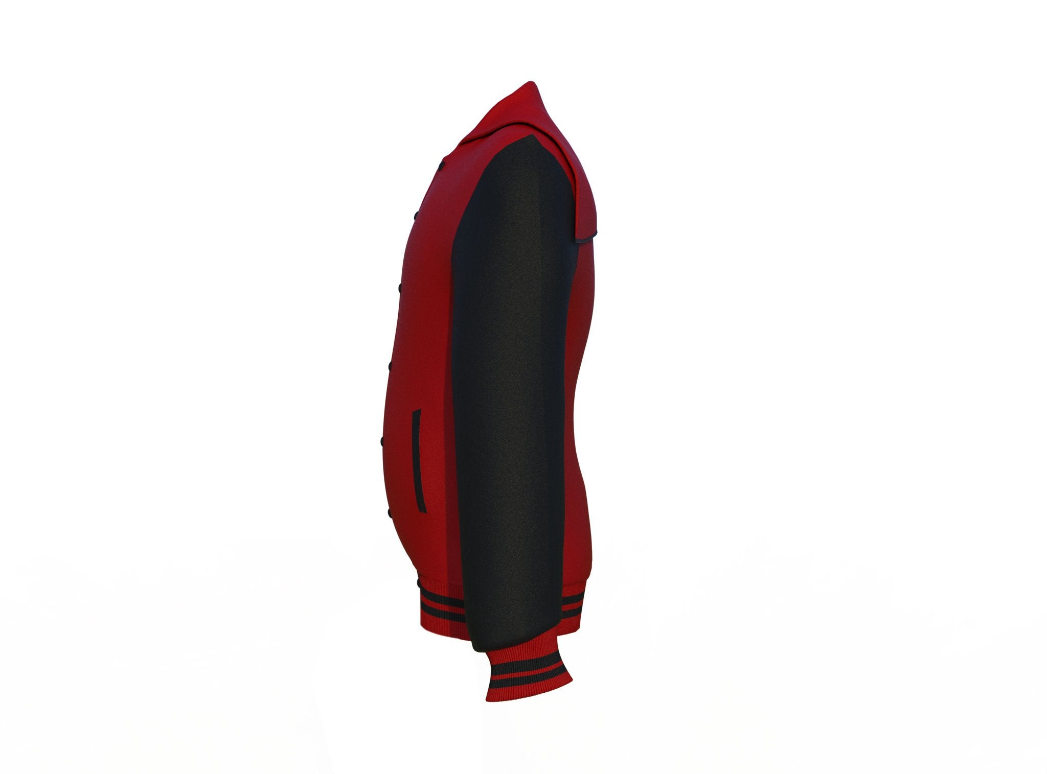 black varsity letterman jacket with leather sleeves lennox side angle image 11