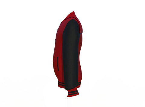 black varsity letterman jacket with leather sleeves lennox side angle image 11