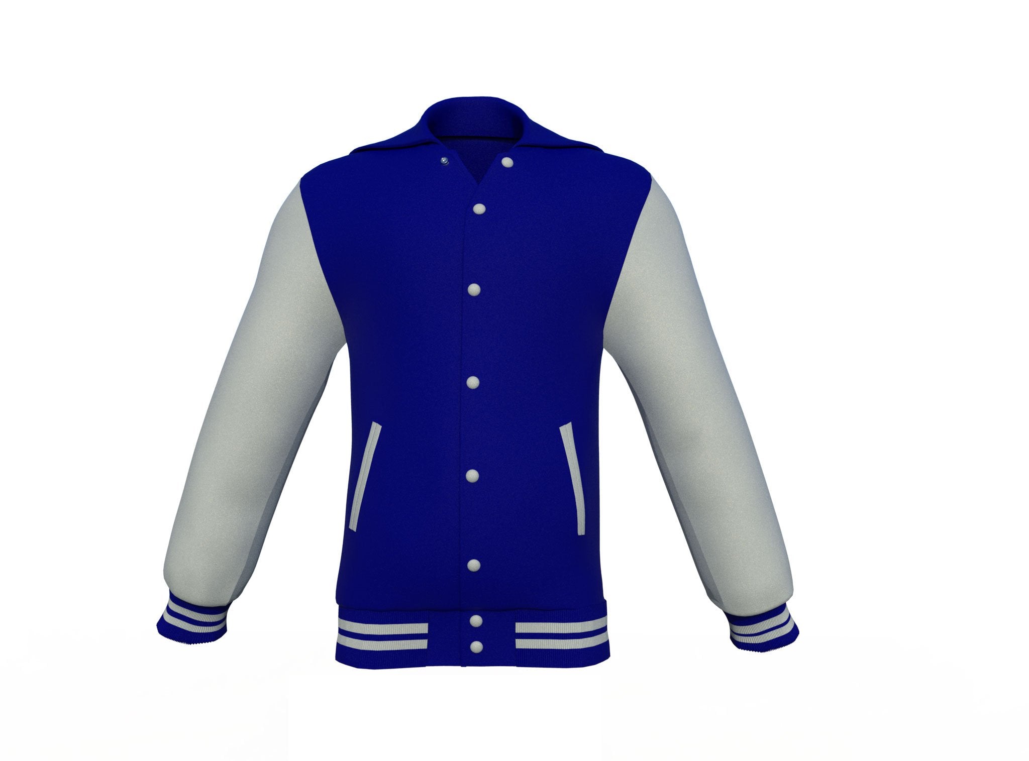 grey varsity letterman jacket with leather sleeves lucien back view