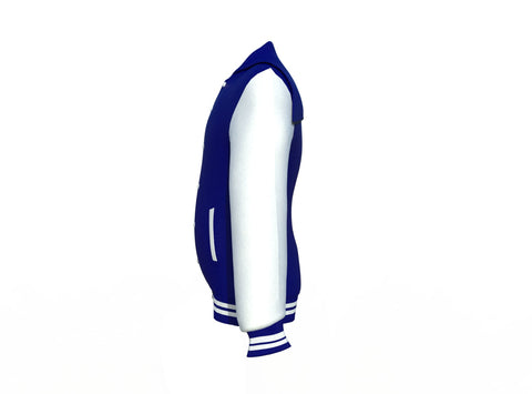 white varsity letterman jacket with leather sleeves henrik side angle image 11