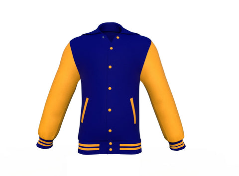 navy varsity letterman jacket with leather sleeves conrad back view