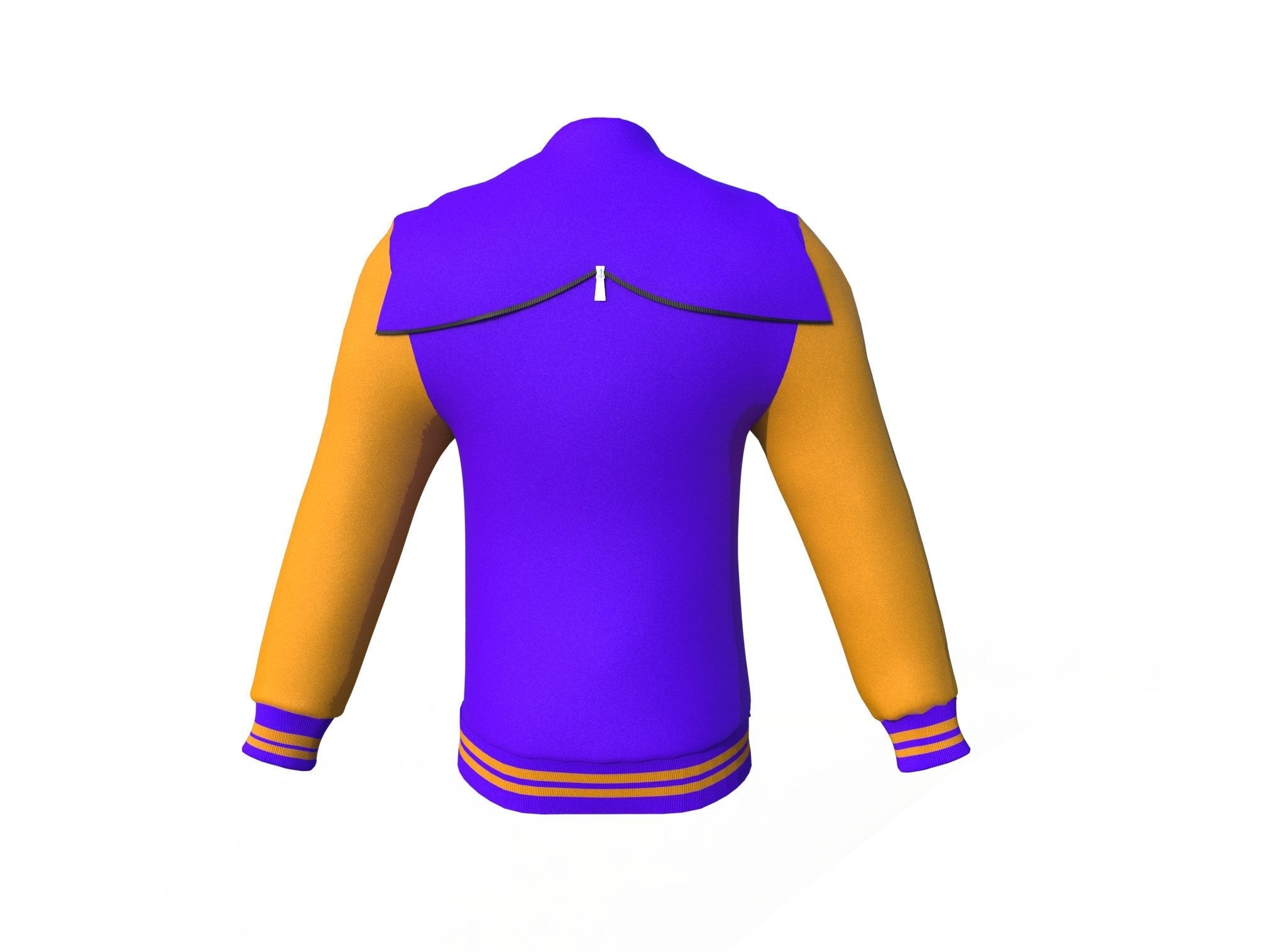 purple varsity letterman jacket with leather sleeves cassian pocket detail