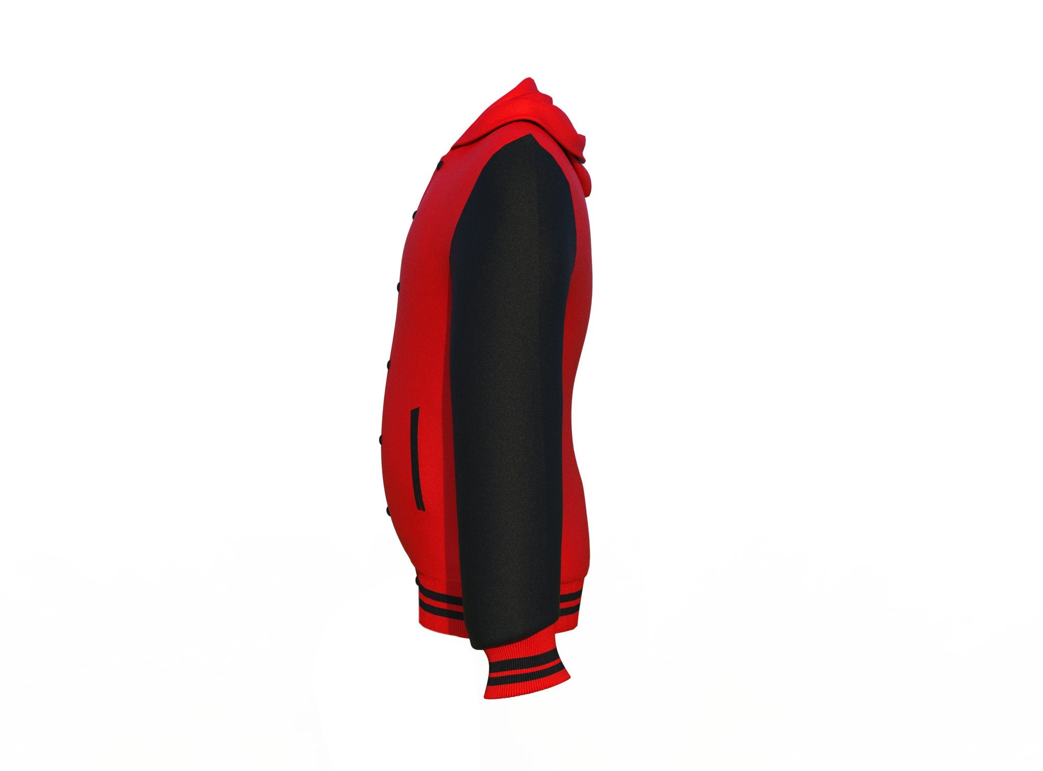 black varsity letterman jacket with leather sleeves dorian back view image 12