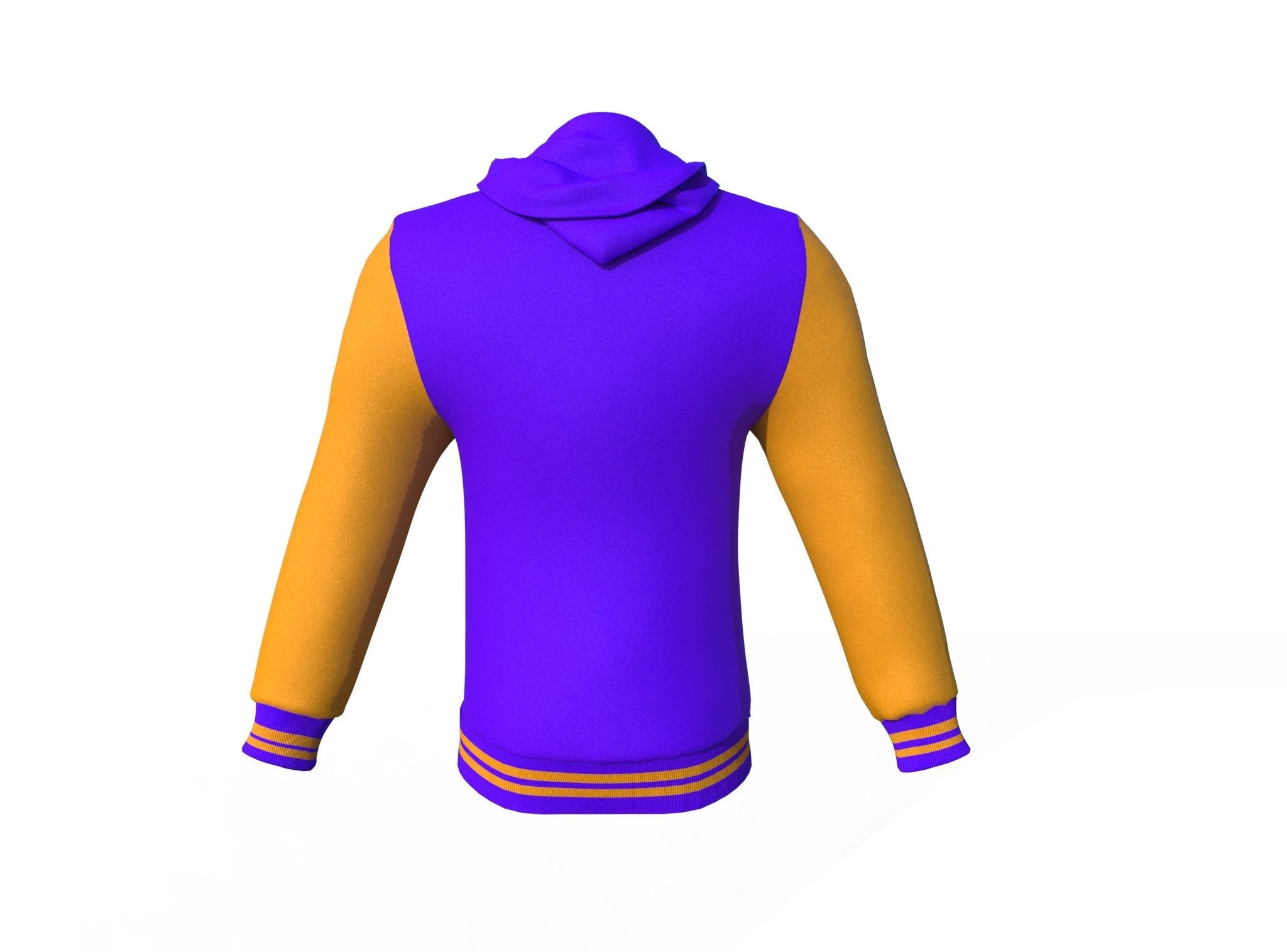 purple varsity letterman jacket with leather sleeves cassian collar detail
