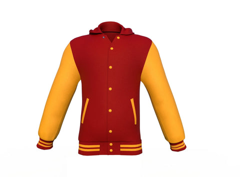 maroon varsity letterman jacket with leather sleeves armand detail close up