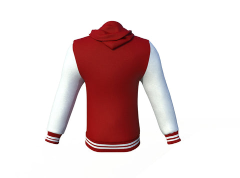 white varsity letterman jacket with leather sleeves leif collar detail