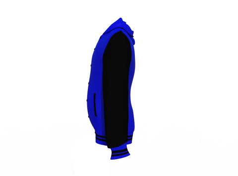 men’s black cowhide leather varsity jacket back view