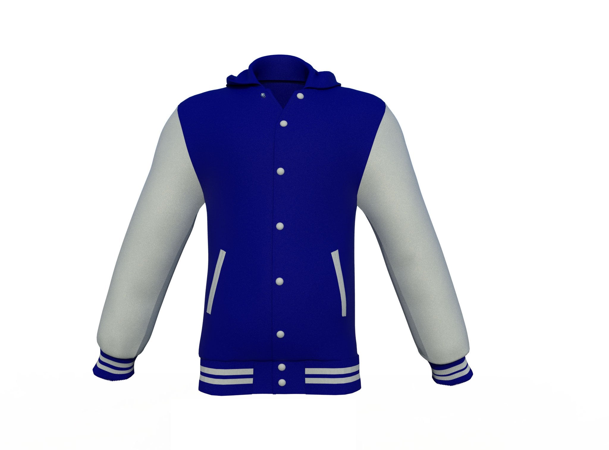 grey varsity letterman jacket with leather sleeves lucien detail close up