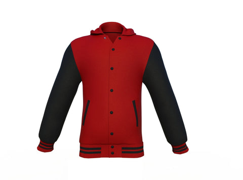 black varsity letterman jacket with leather sleeves lennox detail close up