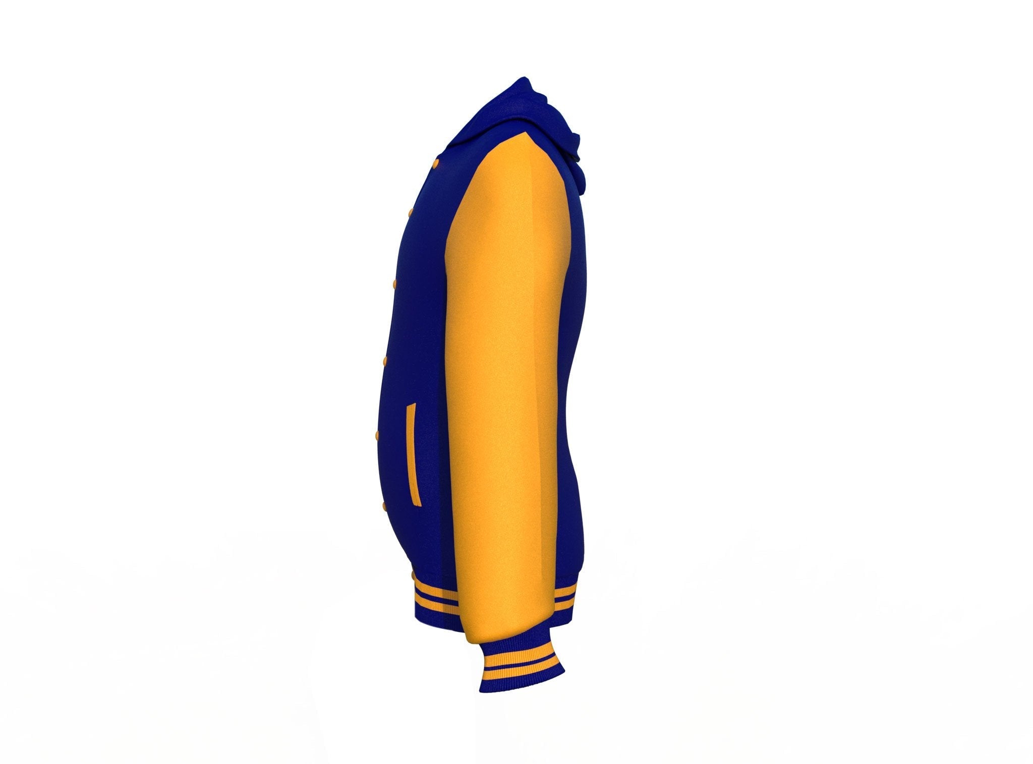 navy varsity letterman jacket with leather sleeves conrad back view image 12