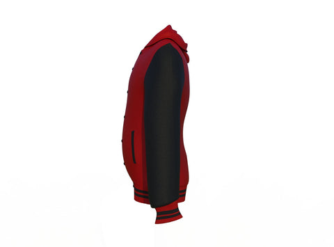 black varsity letterman jacket with leather sleeves lennox back view image 12