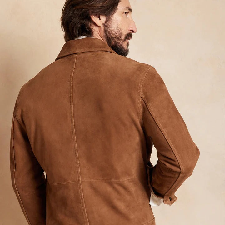 Cowboy Western Brown Suede Leather Jacket for Men - AMSEL LEATHERS