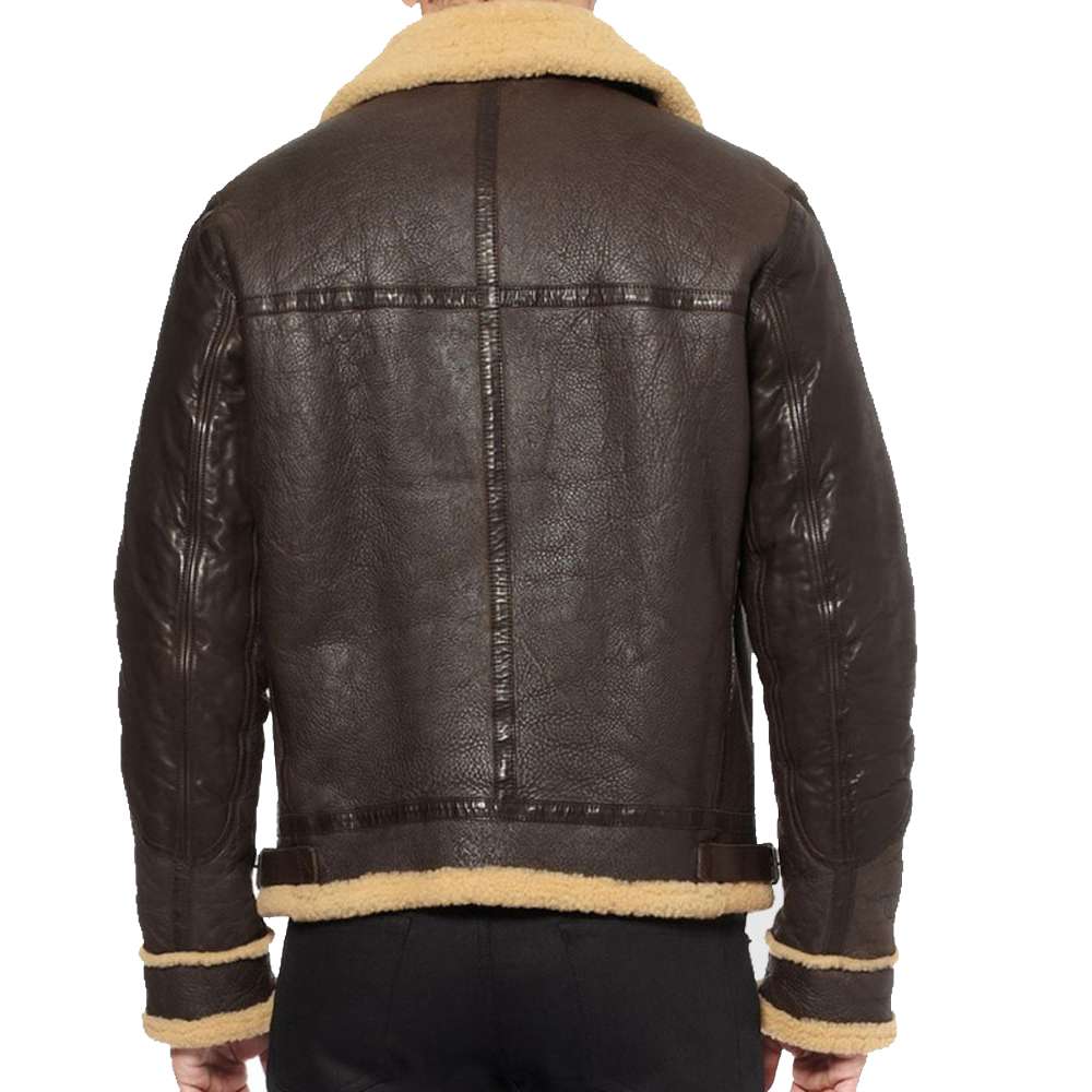 Dark Brown B3 shearling Bomber Leather jacket Men's - AMSEL LEATHERS