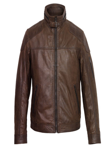 men’s dark brown cowhide leather jacket back view