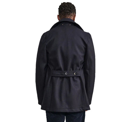 Dark navy double breasted peacoat for men
