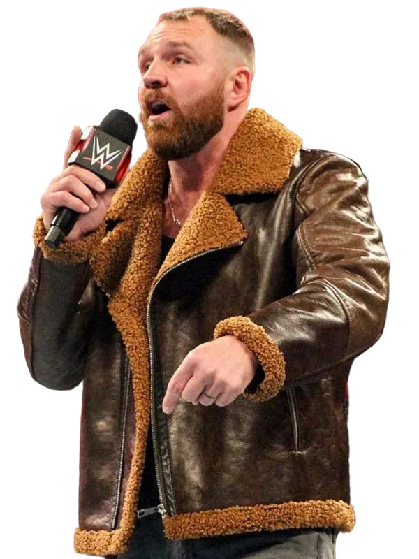 • dean ambrose inspired shearling jacket front view
