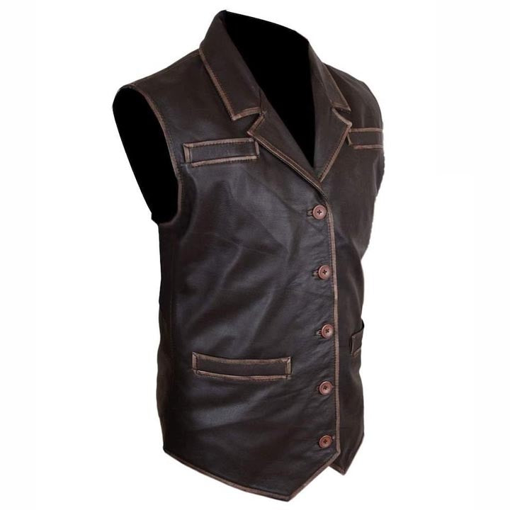 Distressed Brown Lightweight Leather Vest for Men – Casual & Stylish - AMSEL LEATHERS