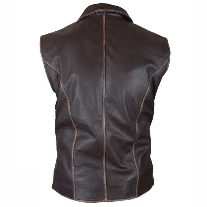 Distressed Brown Lightweight Leather Vest for Men – Casual & Stylish - AMSEL LEATHERS