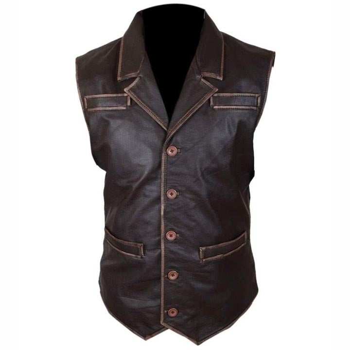 Distressed Brown Lightweight Leather Vest for Men – Casual & Stylish - AMSEL LEATHERS