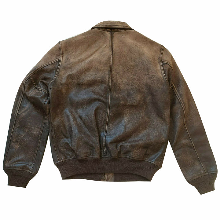 Distressed Leather Bomber Jacket - AMSEL LEATHERS