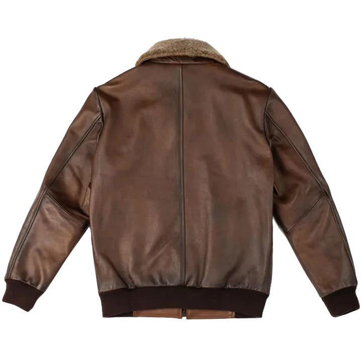 Chocolate Brown Leather Bomber Jacket - AMSEL LEATHERS