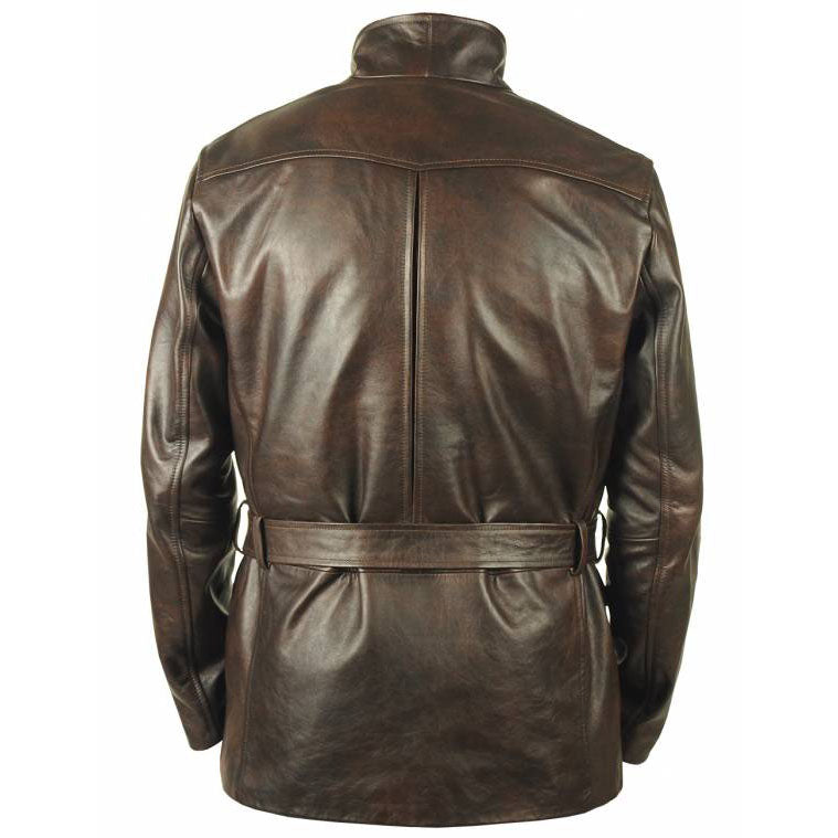 New Dark Brown Goldfish Leather Pea Coat - AMSEL LEATHERS