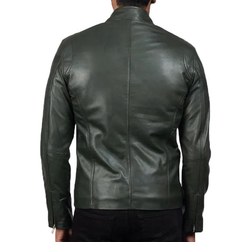 • green motorcycle jacket zipper detail close up

